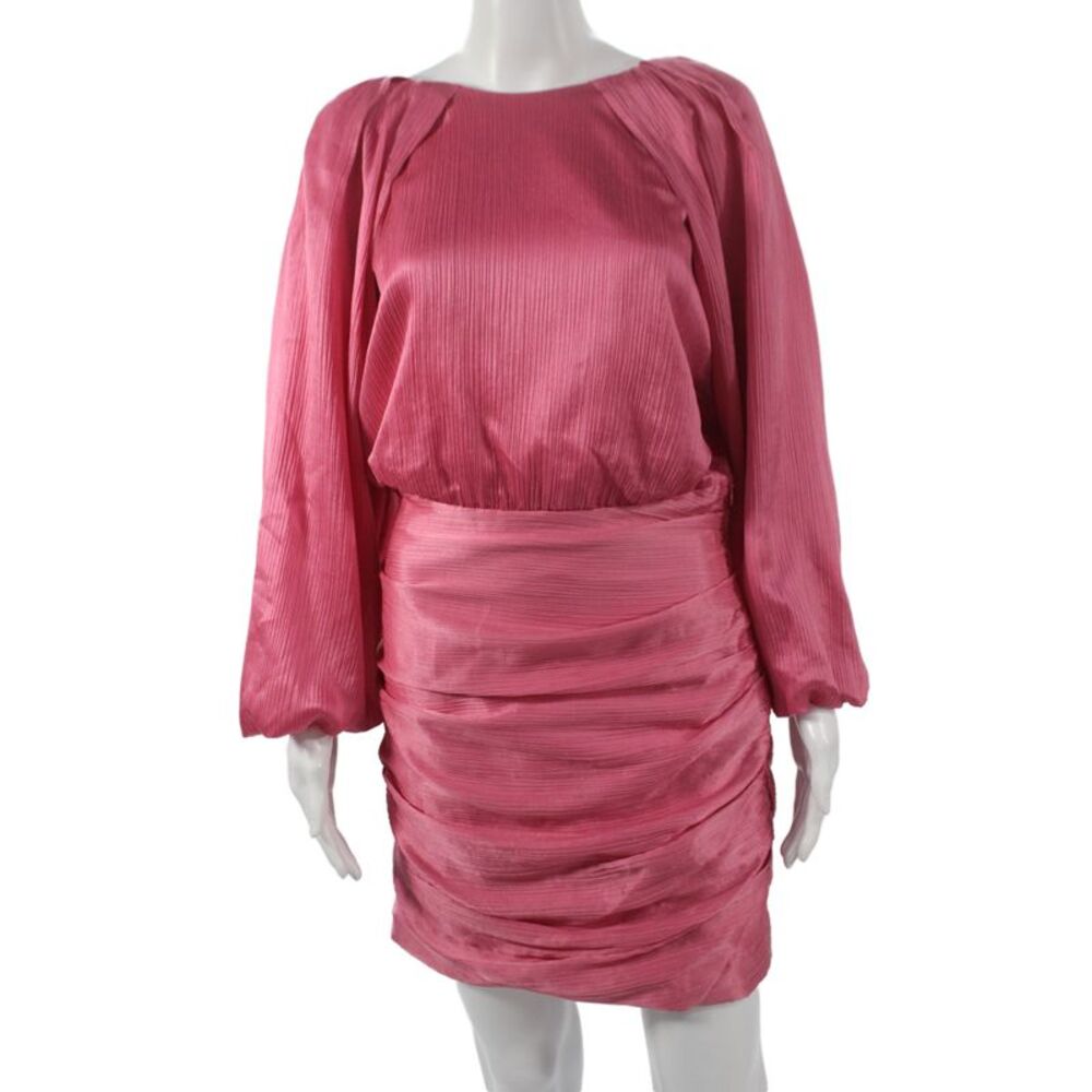 Veronica Beard Womens Bodycon Mini Dress Pink 3/4 Sleeve Round Neck Zip Size 4